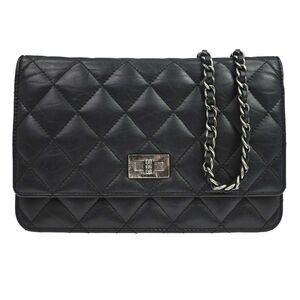 Chanel Reissue 2.55 Wallet On Chain Quilted Lambskin Black Leather Shoulder Bag
